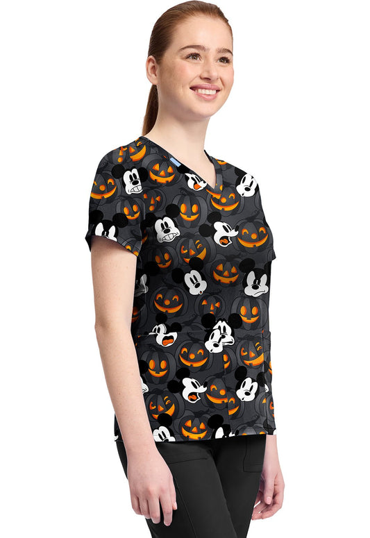 Mickey Mouse Tooniforms Licensed Disney Halloween V Neck Scrub Top TF796 MKZS - Scrubs Select