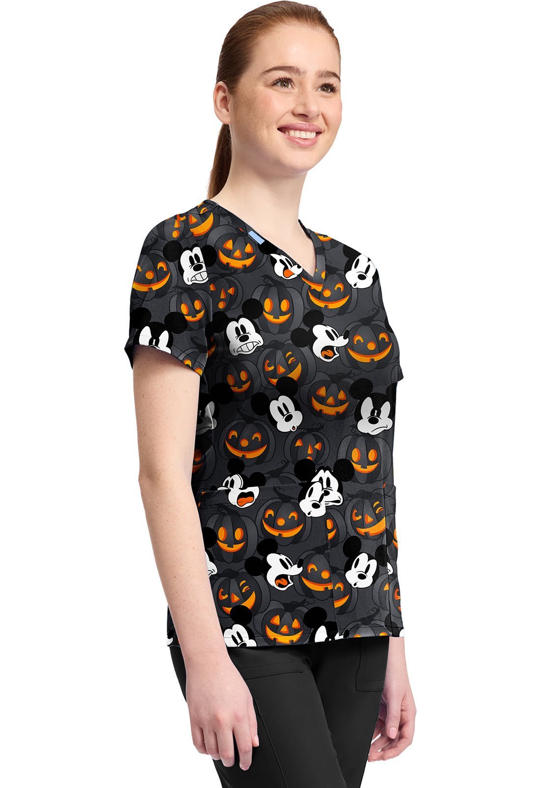 Mickey Mouse Tooniforms Licensed Disney Halloween V Neck Scrub Top TF796 MKZS - Scrubs Select