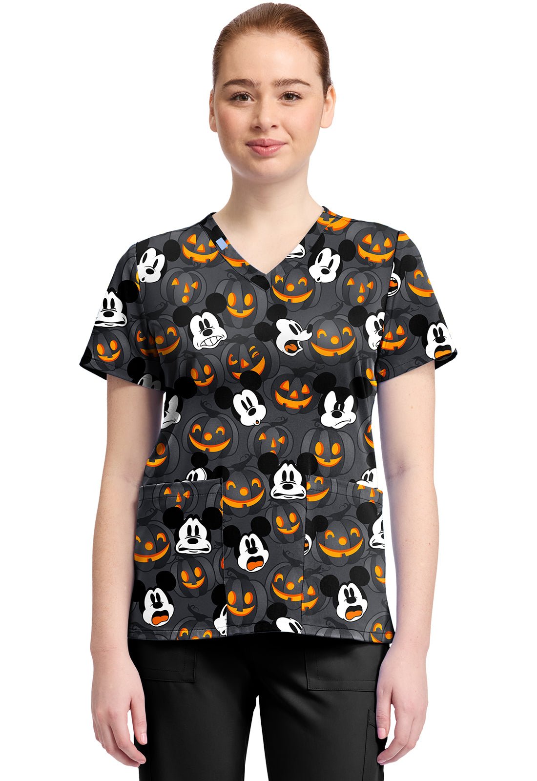 Mickey Mouse Tooniforms Licensed Disney Halloween V Neck Scrub Top TF796 MKZS - Scrubs Select
