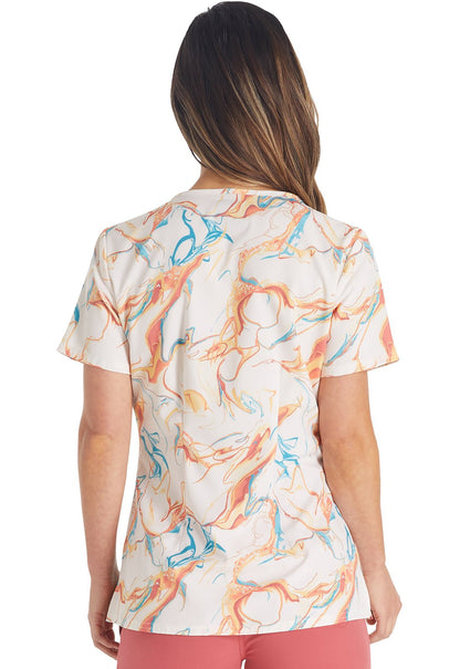 Mineral Swirl Dickies EDS Print V Neck Scrub Top DK881 MRSW - Scrubs Select