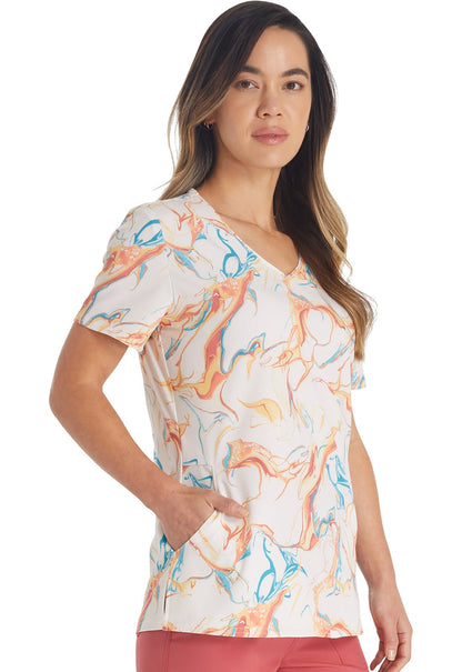 Mineral Swirl Dickies EDS Print V Neck Scrub Top DK881 MRSW - Scrubs Select