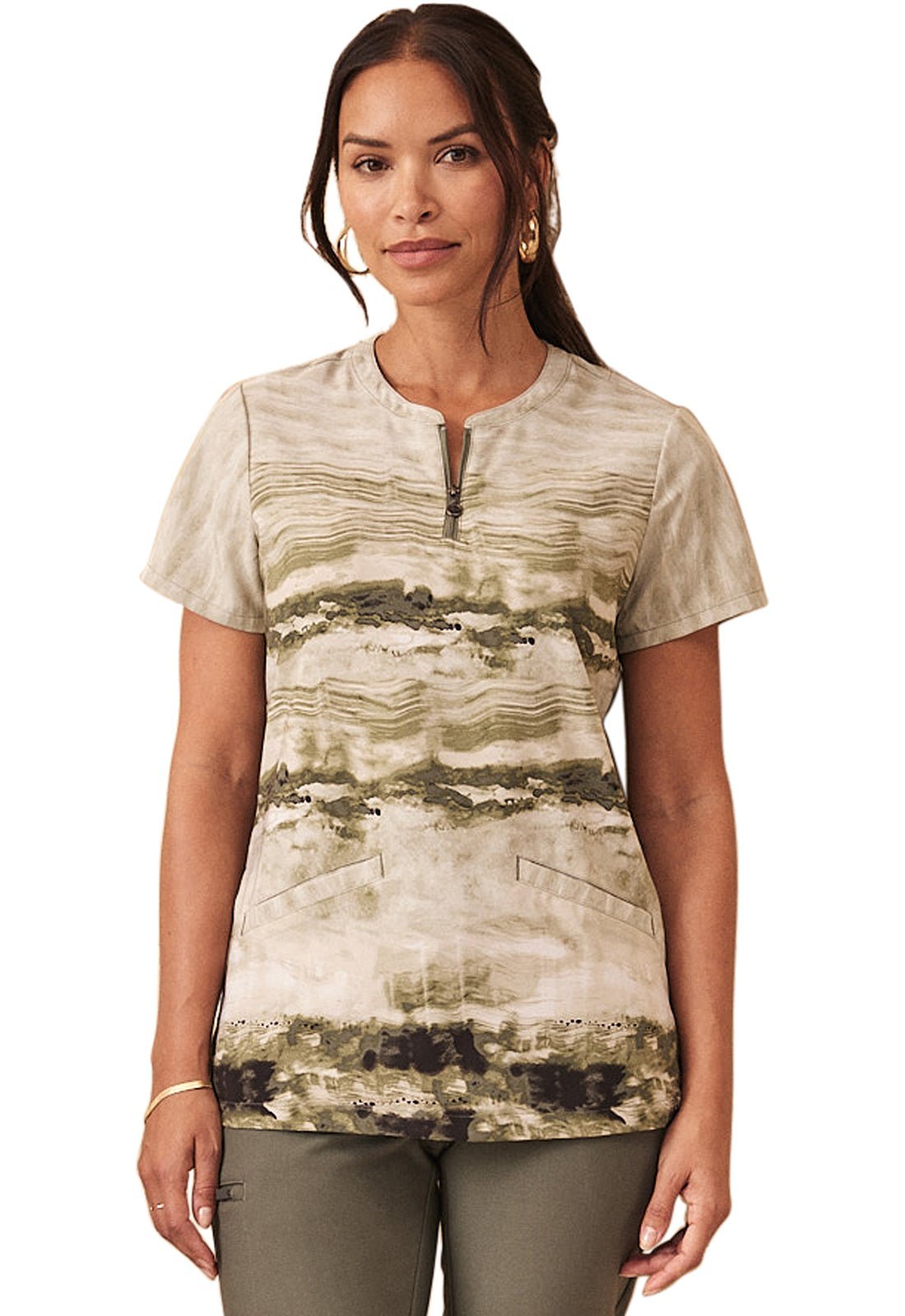 Mineral Way Healing Hands Ivy Print Scrub V Neck Top HH907 MIWY - Scrubs Select
