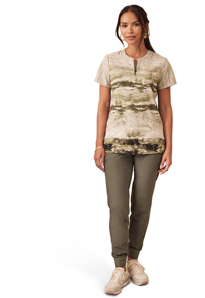 Mineral Way Healing Hands Ivy Print Scrub V Neck Top HH907 MIWY - Scrubs Select