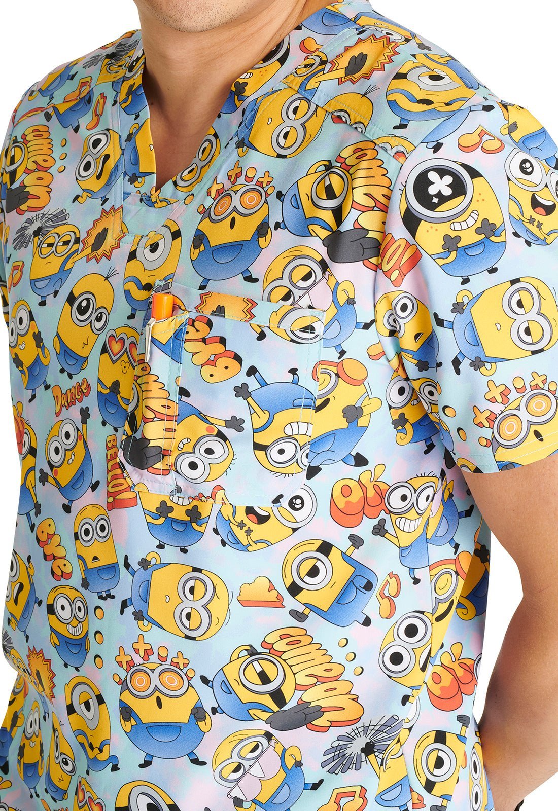 Cherokee TF688 DPKT Minions Breakin' Thru Unisex V-Neck Scrub Top