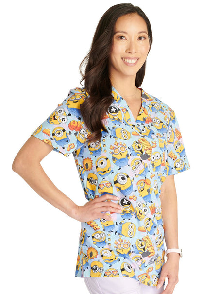 Minions Cherokee Tooniforms Unisex V Neck Scrub Top TF688 DPKT - Scrubs Select
