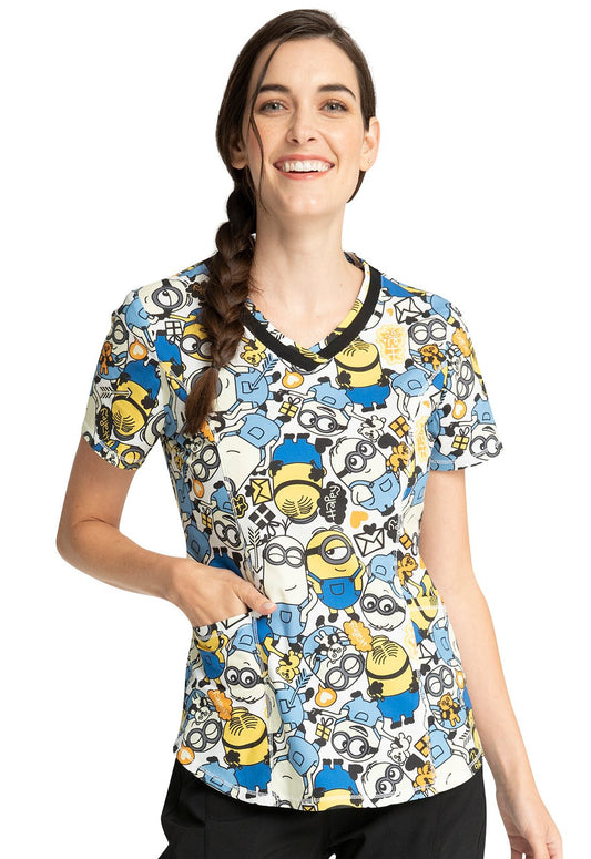Minions Tooniforms Despicable Me V Neck Scrub Top TF769 DPLM - Scrubs Select