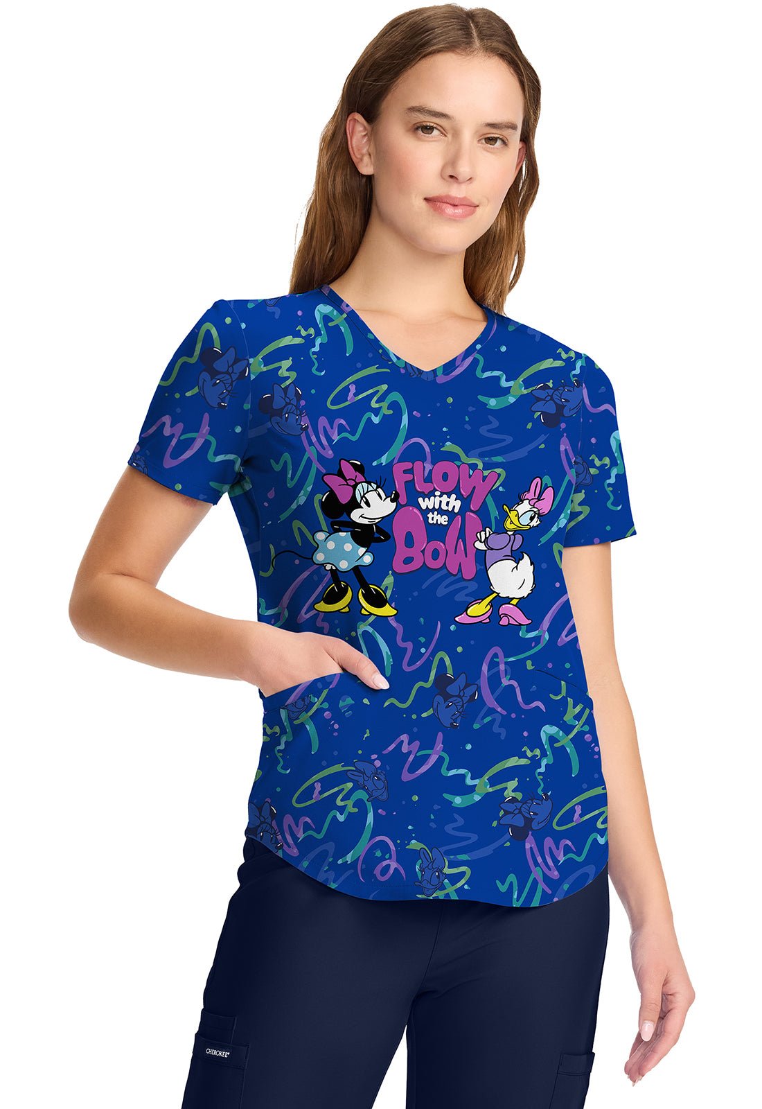 Minnie Daisy Tooniforms Licensed Disney V Neck Scrub Top TF737 MKWZ - Scrubs Select