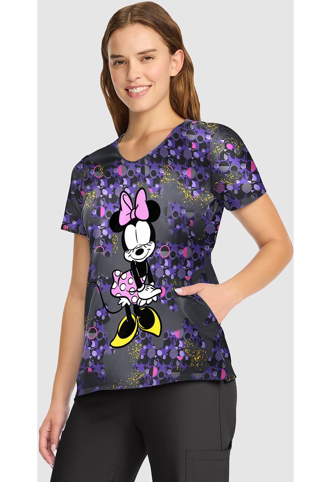 Minnie Mouse Cherokee Tooniforms Disney V Neck Scrub Top TF626 MNFF - Scrubs Select