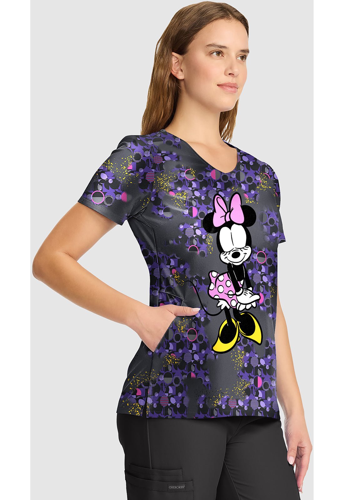 Minnie Mouse Cherokee Tooniforms Disney V Neck Scrub Top TF626 MNFF - Scrubs Select