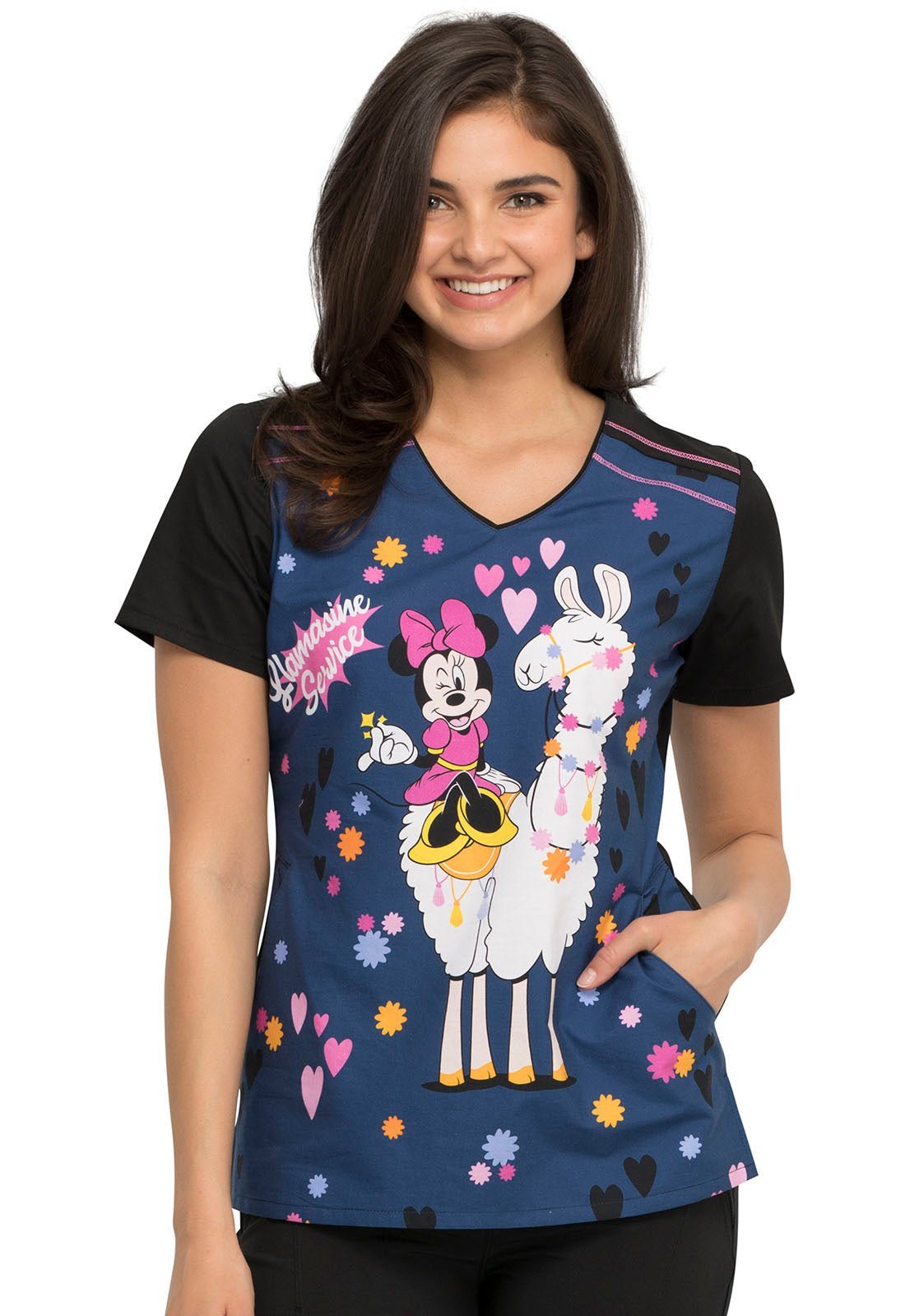 Minnie Mouse Tooniforms Licensed Disney V Neck Scrub Top TF608 MNLS - Scrubs Select