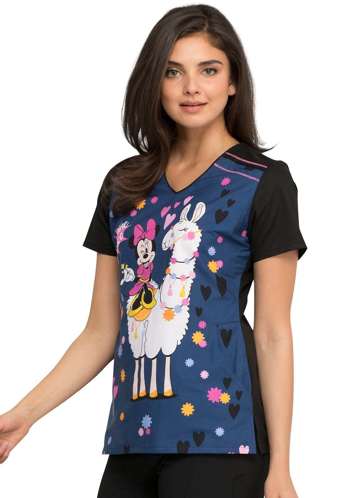 Minnie Mouse Tooniforms Licensed Disney V Neck Scrub Top TF608 MNLS - Scrubs Select