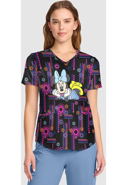 Minnie Mouse Tooniforms Licensed Disney V Neck Scrub Top TF737 MNXT - Scrubs Select