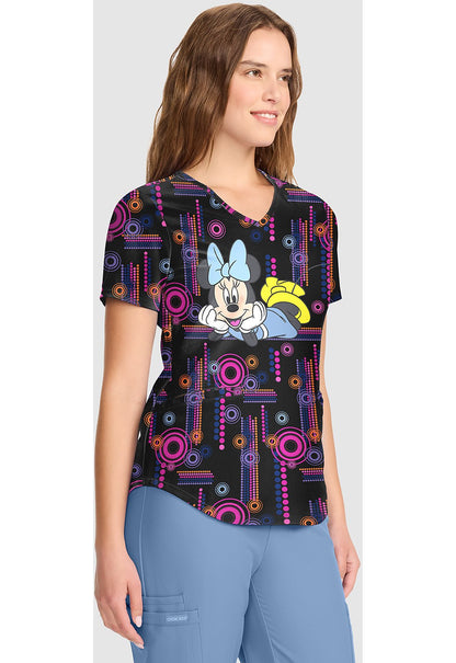 Minnie Mouse Tooniforms Licensed Disney V Neck Scrub Top TF737 MNXT - Scrubs Select