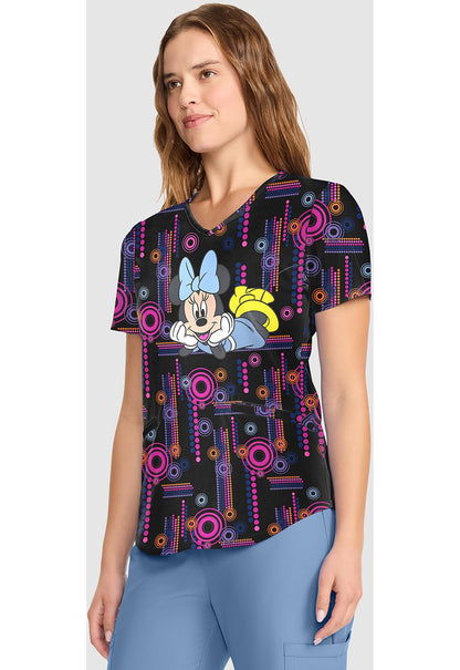 Minnie Mouse Tooniforms Licensed Disney V Neck Scrub Top TF737 MNXT - Scrubs Select