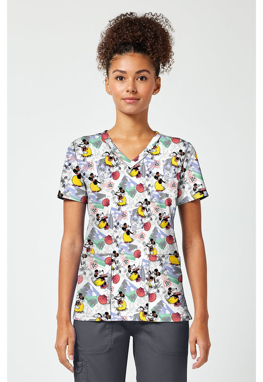 Minnie Mouse Tooniforms Licensed Disney V Neck Scrub Top TF796 MKZL - Scrubs Select