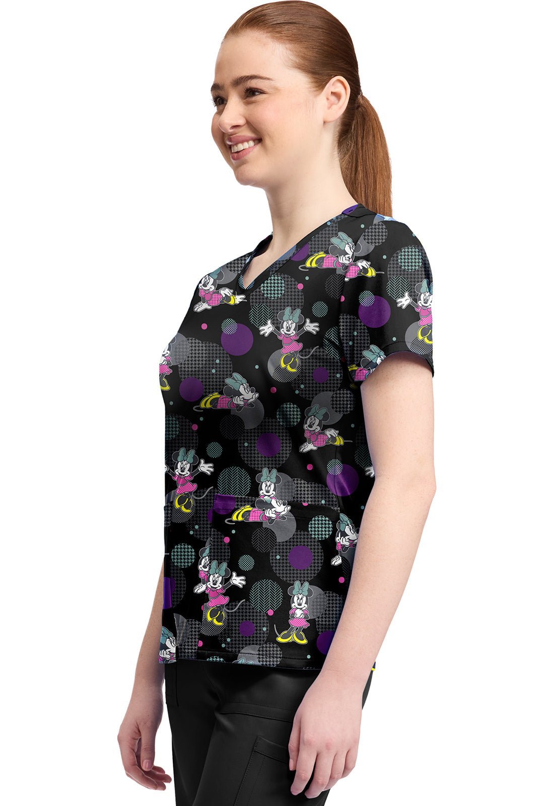 Minnie Mouse Tooniforms Licensed Disney V Neck Scrub Top TF796 MNXW - Scrubs Select