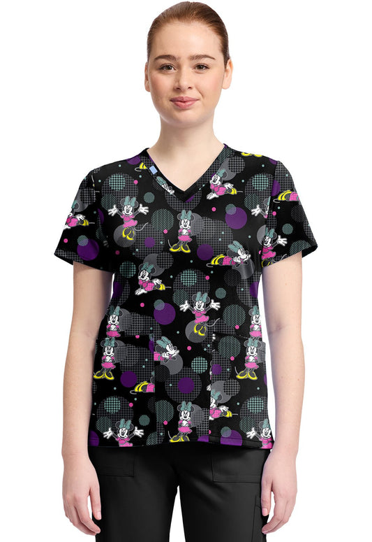 Minnie Mouse Tooniforms Licensed Disney V Neck Scrub Top TF796 MNXW - Scrubs Select