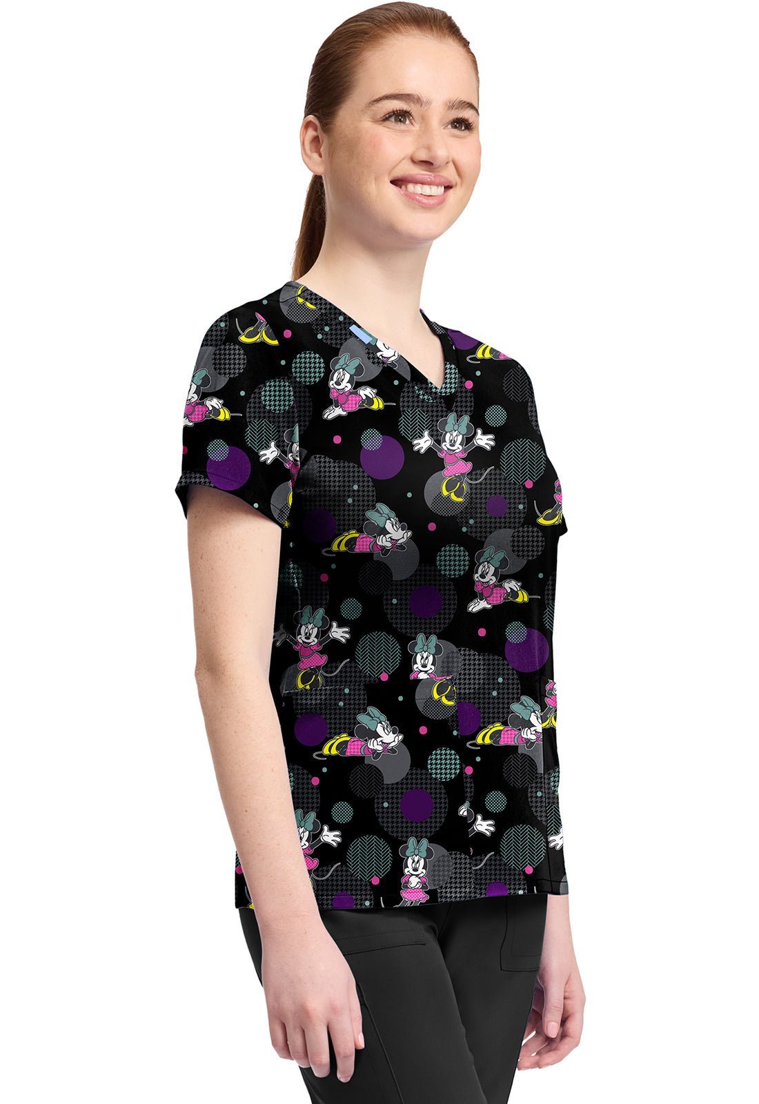 Minnie Mouse Tooniforms Licensed Disney V Neck Scrub Top TF796 MNXW - Scrubs Select