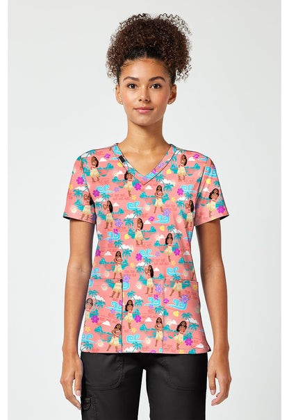 Moana Tooniforms Licensed Disney V Neck Scrub Top TF796 MHIS - Scrubs Select
