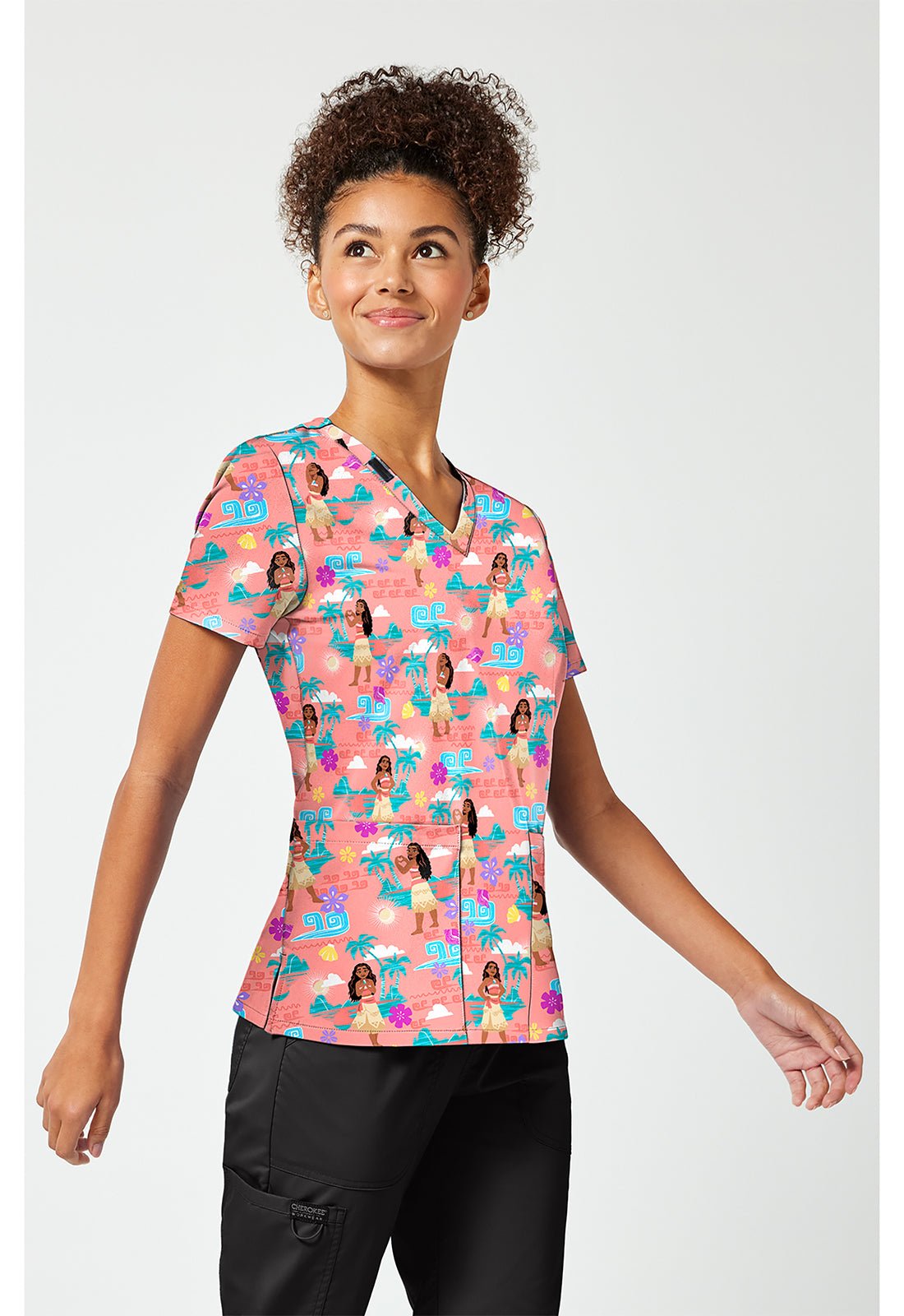 Moana Tooniforms Licensed Disney V Neck Scrub Top TF796 MHIS - Scrubs Select