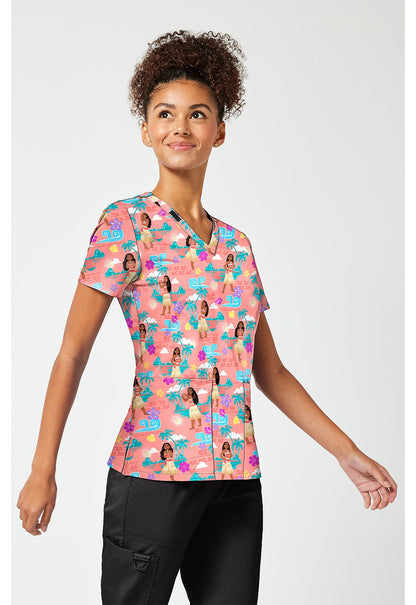 Moana Tooniforms Licensed Disney V Neck Scrub Top TF796 MHIS - Scrubs Select
