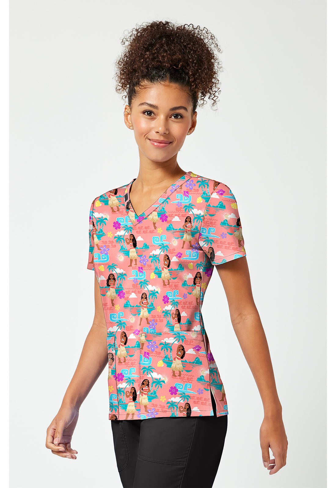 Moana Tooniforms Licensed Disney V Neck Scrub Top TF796 MHIS - Scrubs Select