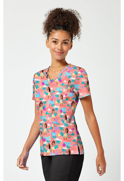 Moana Tooniforms Licensed Disney V Neck Scrub Top TF796 MHIS - Scrubs Select