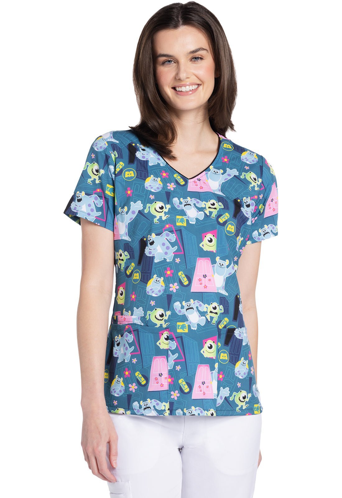 Monster Inc Tooniforms Disney Pixar V Neck Medical Scrub Top TF614 MCSC - Scrubs Select