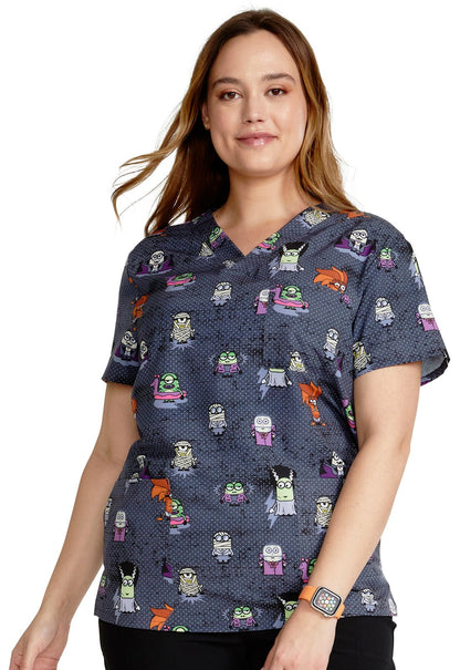 Monster Minions Cherokee Tooniforms Halloween Unisex V Neck Scrub Top TF687 DPNS - Scrubs Select