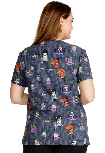 Monster Minions Cherokee Tooniforms Halloween Unisex V Neck Scrub Top TF687 DPNS - Scrubs Select