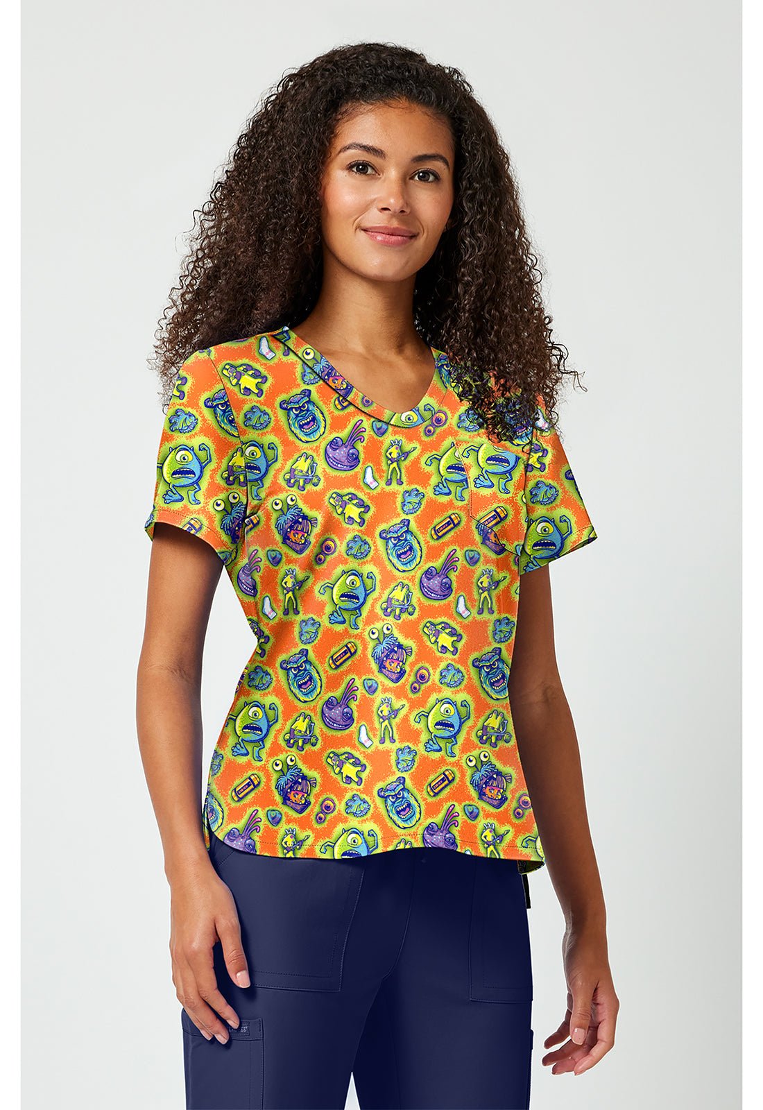 Monsters Inc Tooniforms Licensed Disney V Neck Scrub Top TF797 MCMP - Scrubs Select