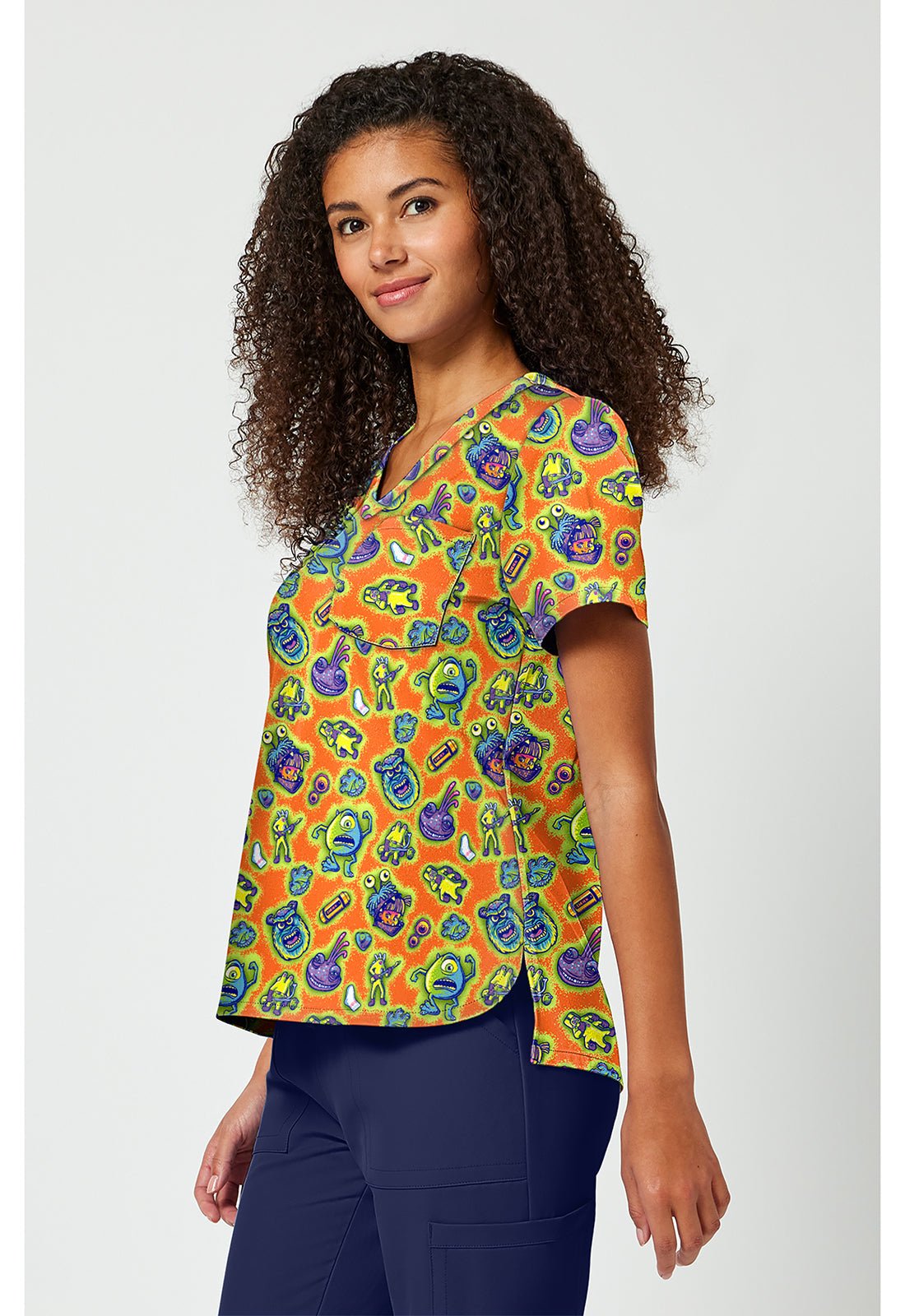 Monsters Inc Tooniforms Licensed Disney V Neck Scrub Top TF797 MCMP - Scrubs Select