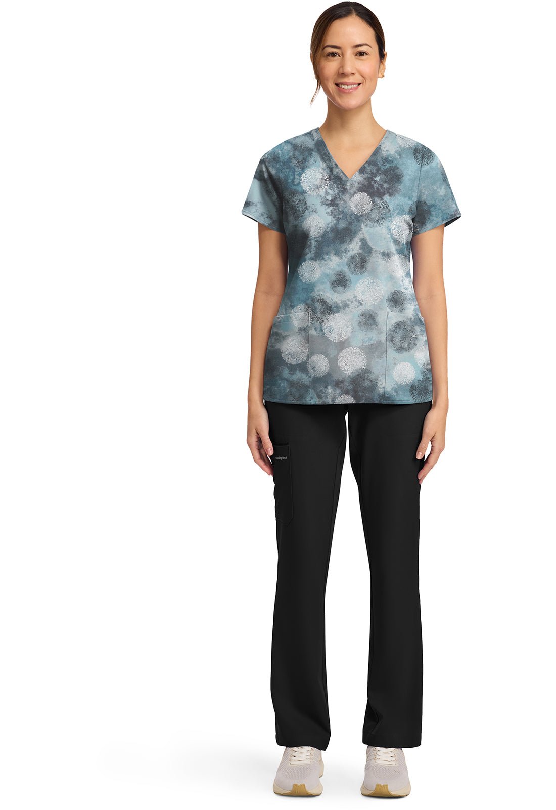Moody Dots Healing Hands Amanda Print Scrub V Neck Top HH910 MDDT - Scrubs Select