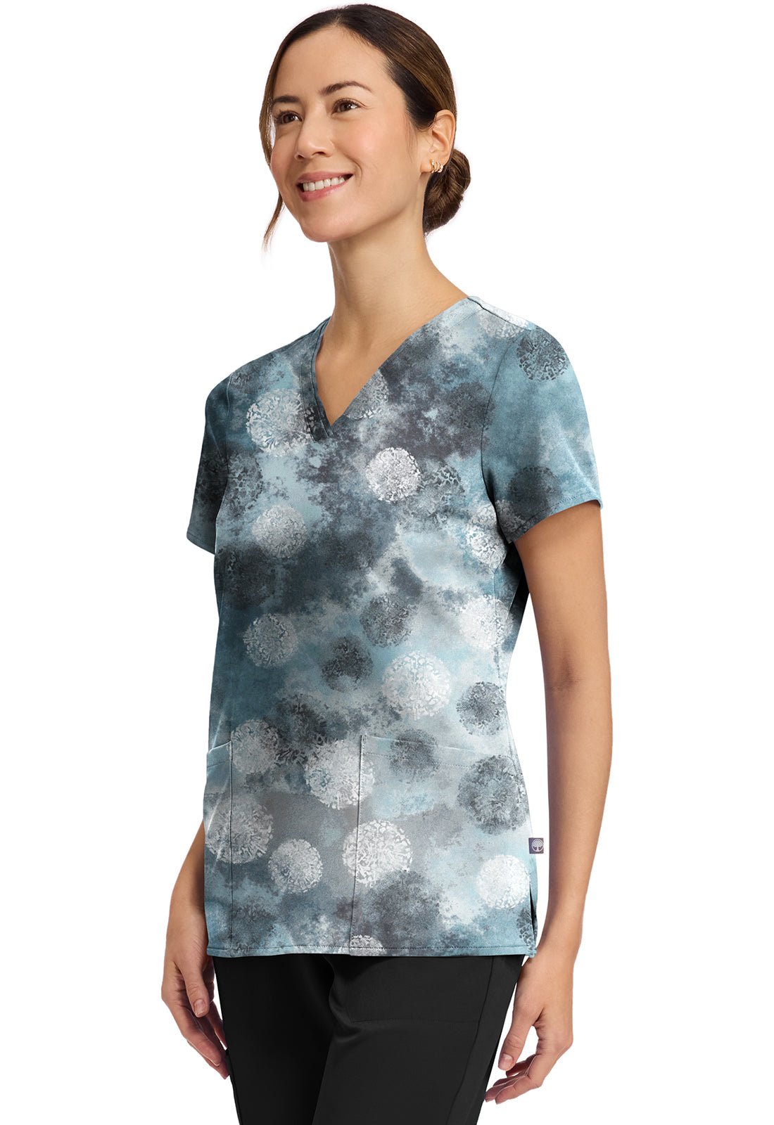 Moody Dots Healing Hands Amanda Print Scrub V Neck Top HH910 MDDT - Scrubs Select