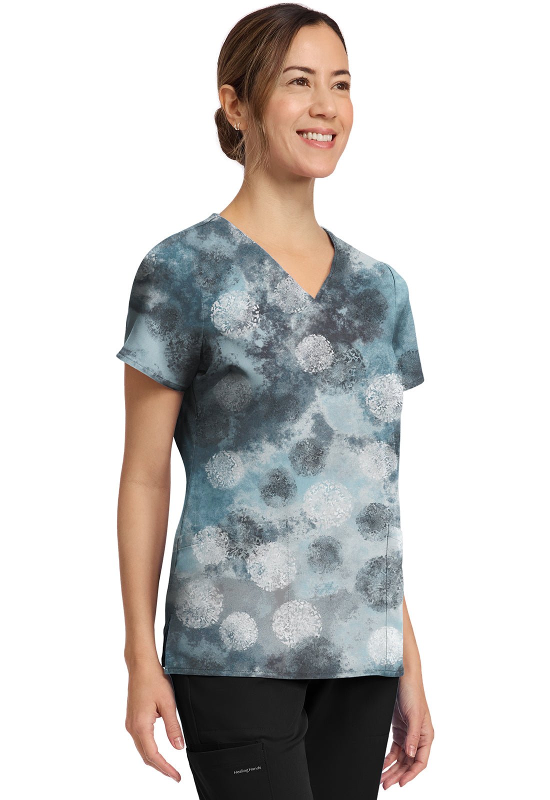 Moody Dots Healing Hands Amanda Print Scrub V Neck Top HH910 MDDT - Scrubs Select