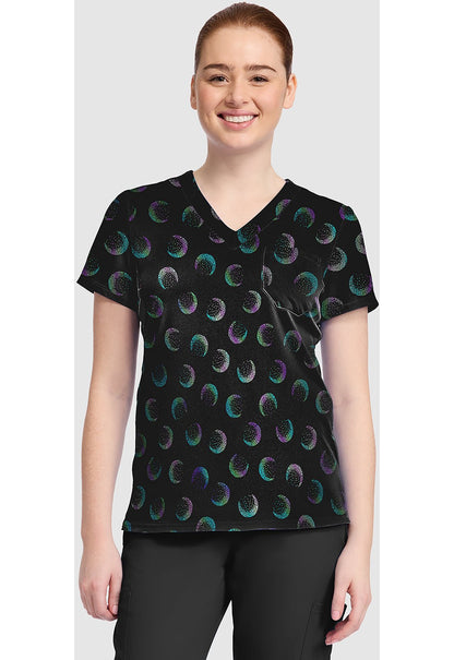 Moonlight Shimmer Med Couture Print V Neck Scrub Top MC632 MNLH - Scrubs Select