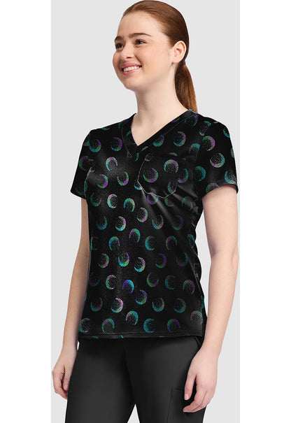 Moonlight Shimmer Med Couture Print V Neck Scrub Top MC632 MNLH - Scrubs Select