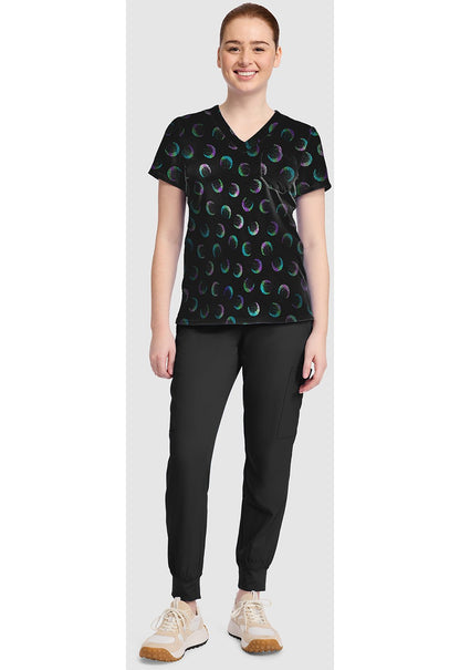 Moonlight Shimmer Med Couture Print V Neck Scrub Top MC632 MNLH - Scrubs Select