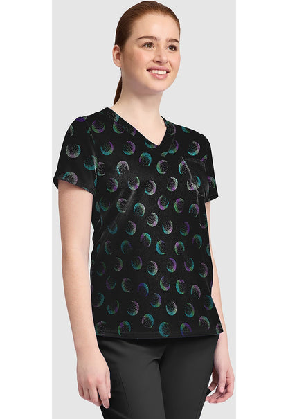 Moonlight Shimmer Med Couture Print V Neck Scrub Top MC632 MNLH - Scrubs Select