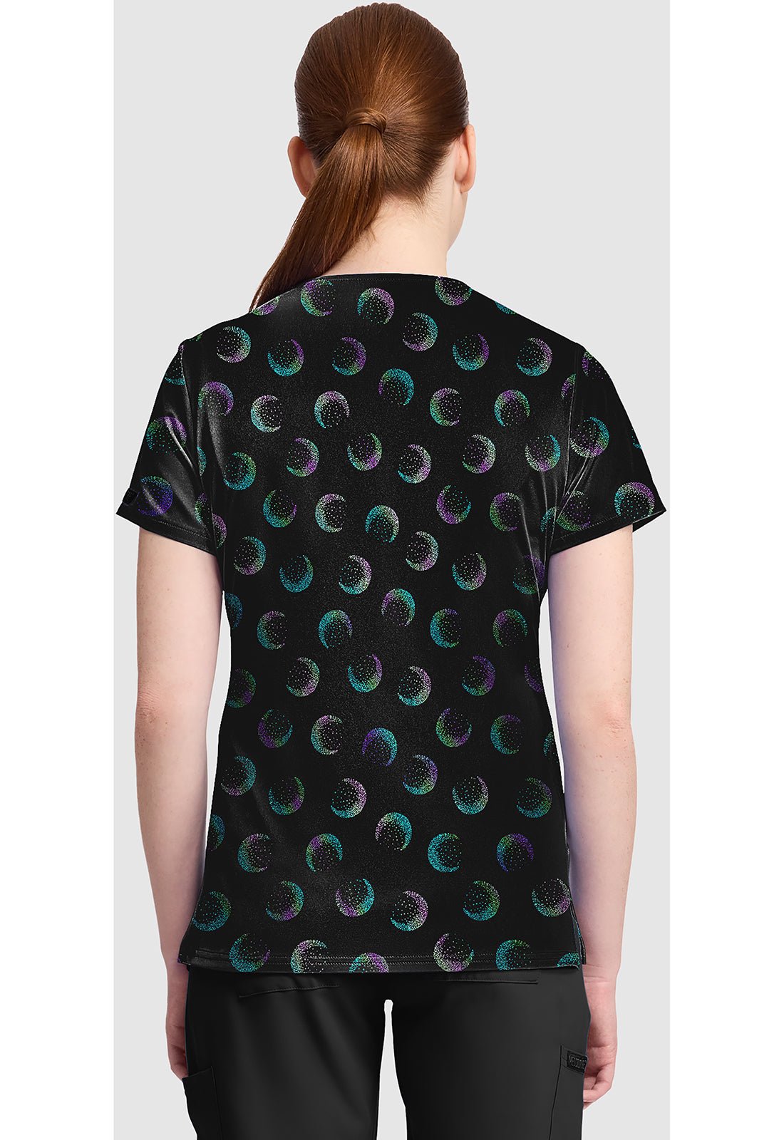 Moonlight Shimmer Med Couture Print V Neck Scrub Top MC632 MNLH - Scrubs Select