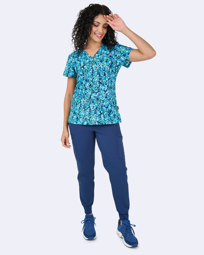Mosiac Mirage Zavate Print Scrub V Neck Top 1054 MSMG - Scrubs Select