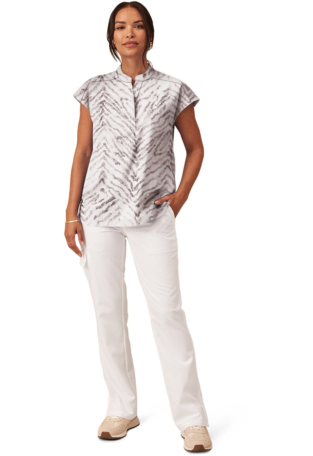 Natures Reflection Healing Hands Journey Print Scrub V Neck Top HH912 NTRF - Scrubs Select