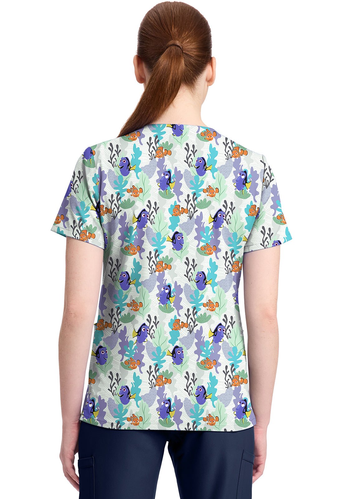 Nemo and Dory Tooniforms Licensed Disney V Neck Scrub Top TF796 FNND - Scrubs Select