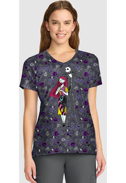 Nightmare Before Christmas Cherokee Tooniforms Disney V Neck Scrub Top TF626 NCFO - Scrubs Select