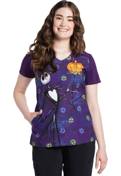 Nightmare Before Christmas Tooniforms Disney Licensed V Neck Scrub Top TF639 NCCK - Scrubs Select