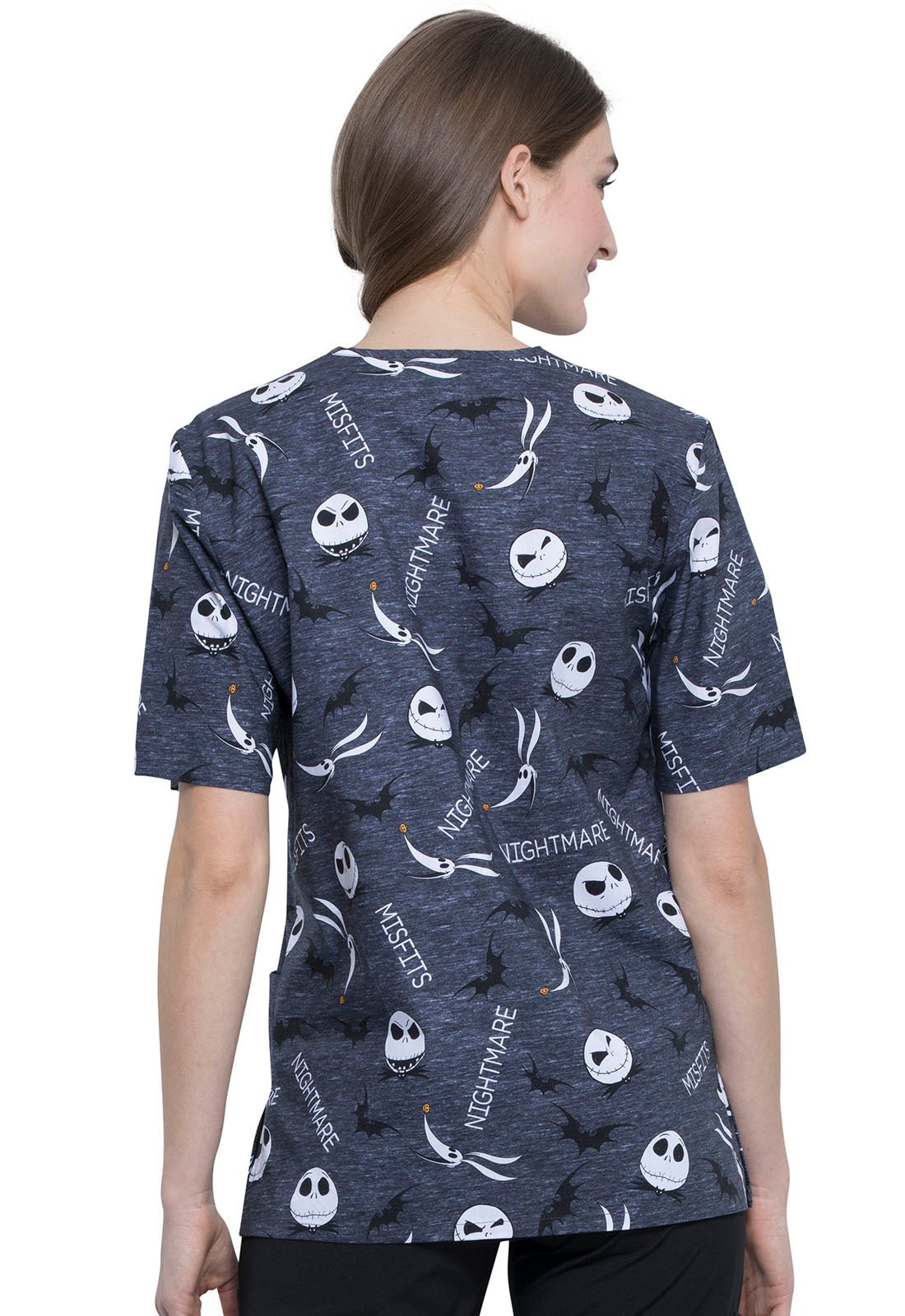 Nightmare Before Christmas Tooniforms Unisex V Neck Scrub Top TF606 NCFT - Scrubs Select