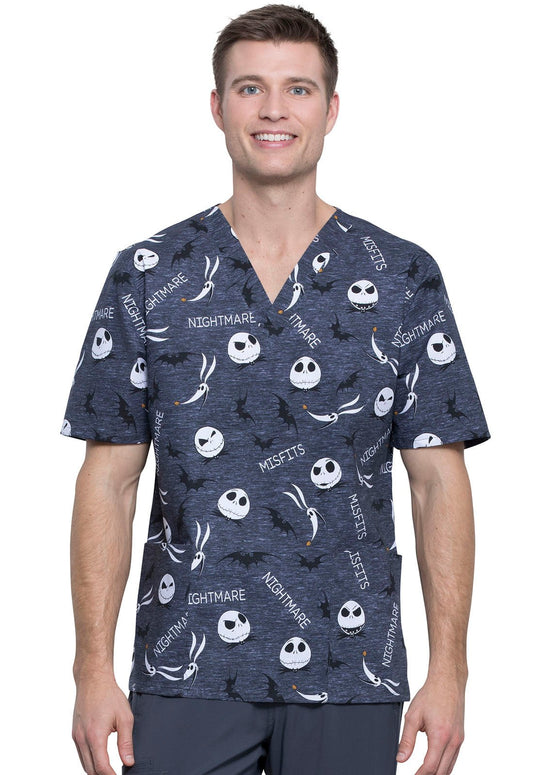 Nightmare Before Christmas Tooniforms Unisex V Neck Scrub Top TF606 NCFT - Scrubs Select