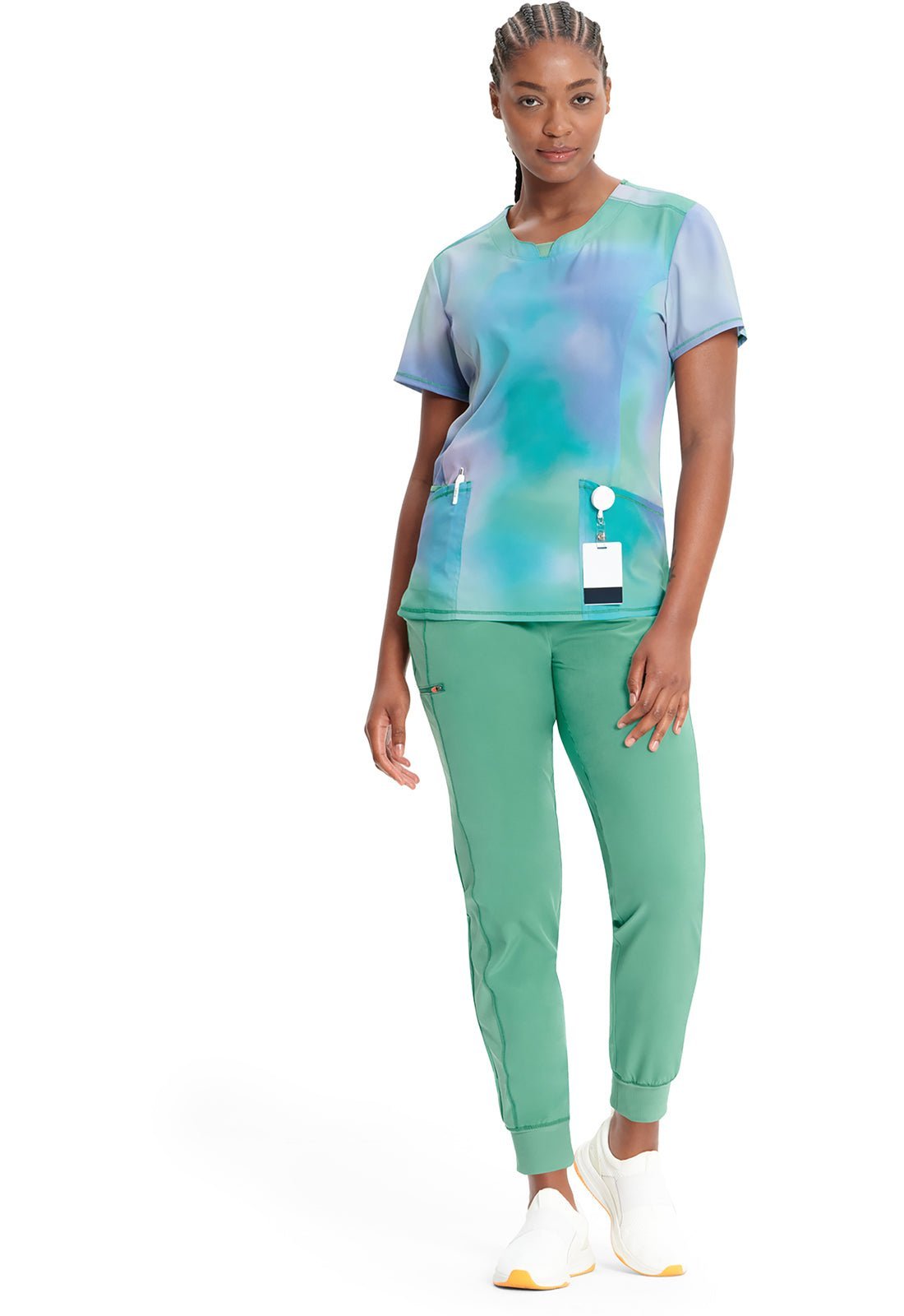 Northern Lights Cherokee Print Round Neck Scrub Top CK609 NTLG - Scrubs Select