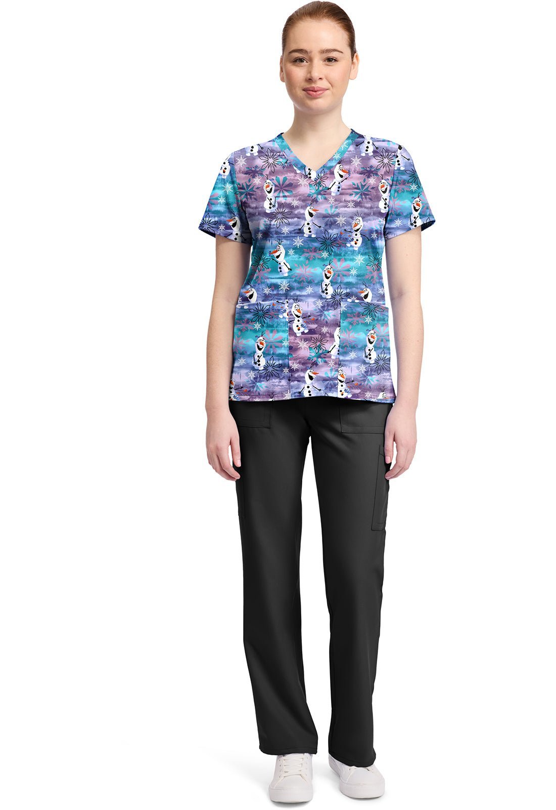 Olaf Tooniforms Licensed Disney Frozen V Neck Scrub Top TF796 FZLA - Scrubs Select