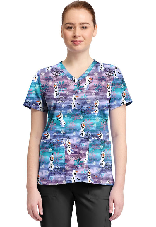 Olaf Tooniforms Licensed Disney Frozen V Neck Scrub Top TF796 FZLA - Scrubs Select